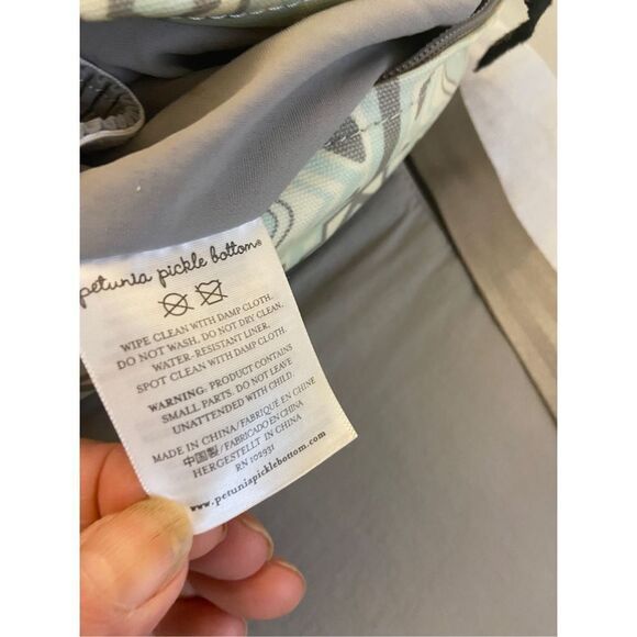Petunia Pickle Bottom large backpack bag gray blue‎ 17x15\